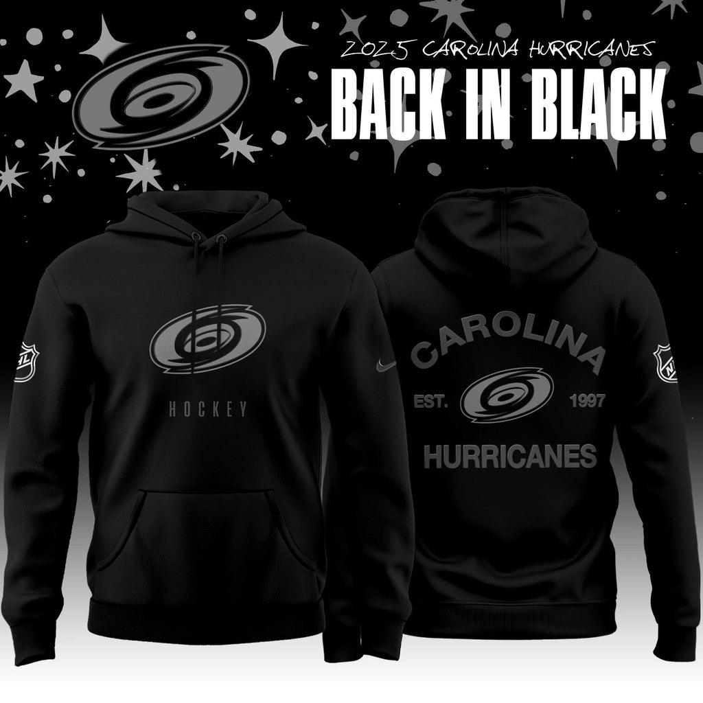 Carolina Hurricanes Back In Black 2025 Special Edition Hoodie
