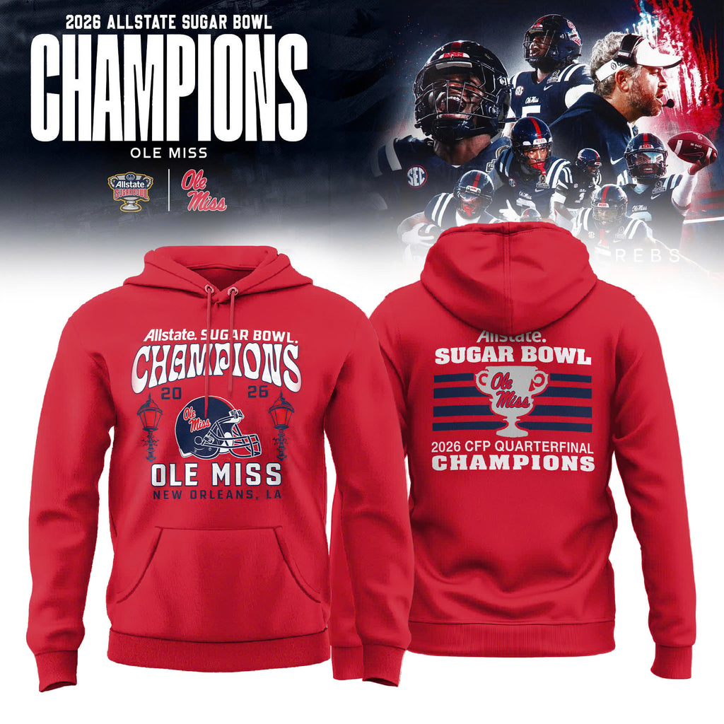 _ Ole Miss Rebels 2026 Sugar Bowl Champions Special Edition Red Hoodie