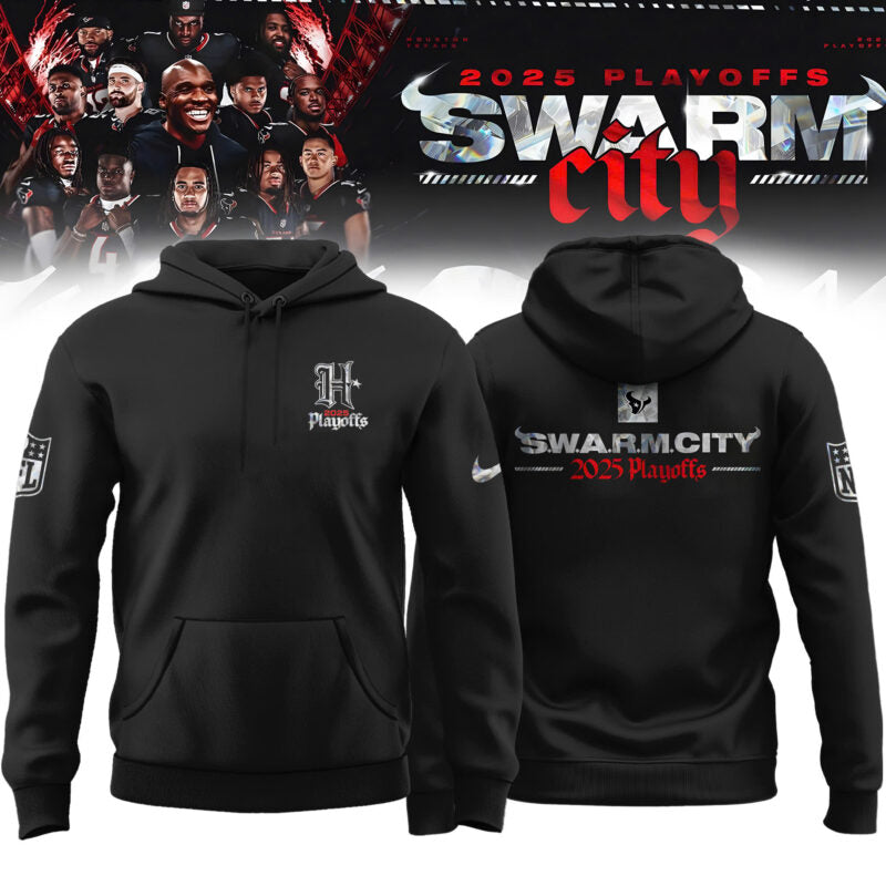 .Houston Texans 2025 NFL Playoffs S.W.A.R.M. City Special Edition Hoodie