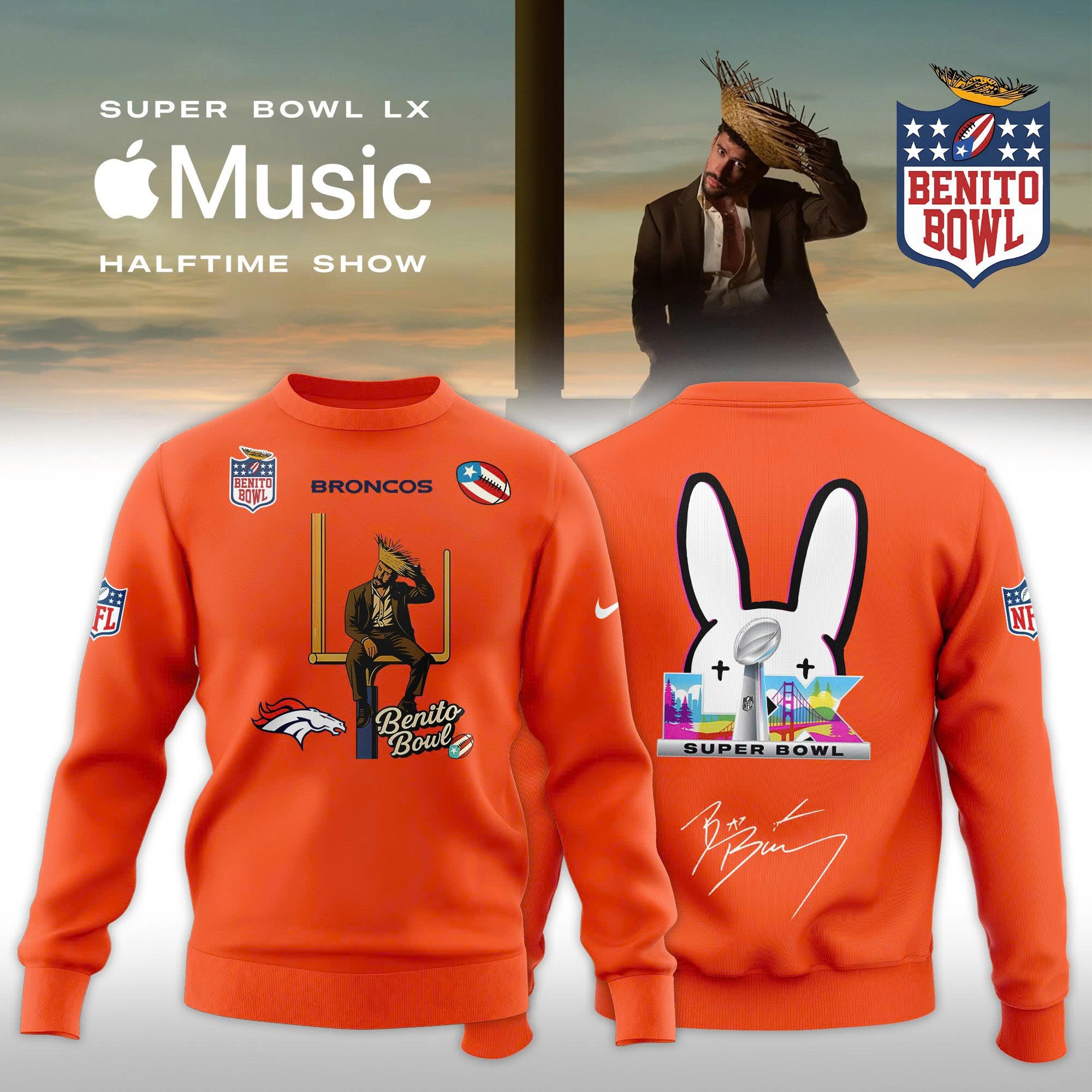 _ Denver Broncos x Bad Bunny 2026 Super Bowl LX Halftime Show Special Edition Sweatshirt