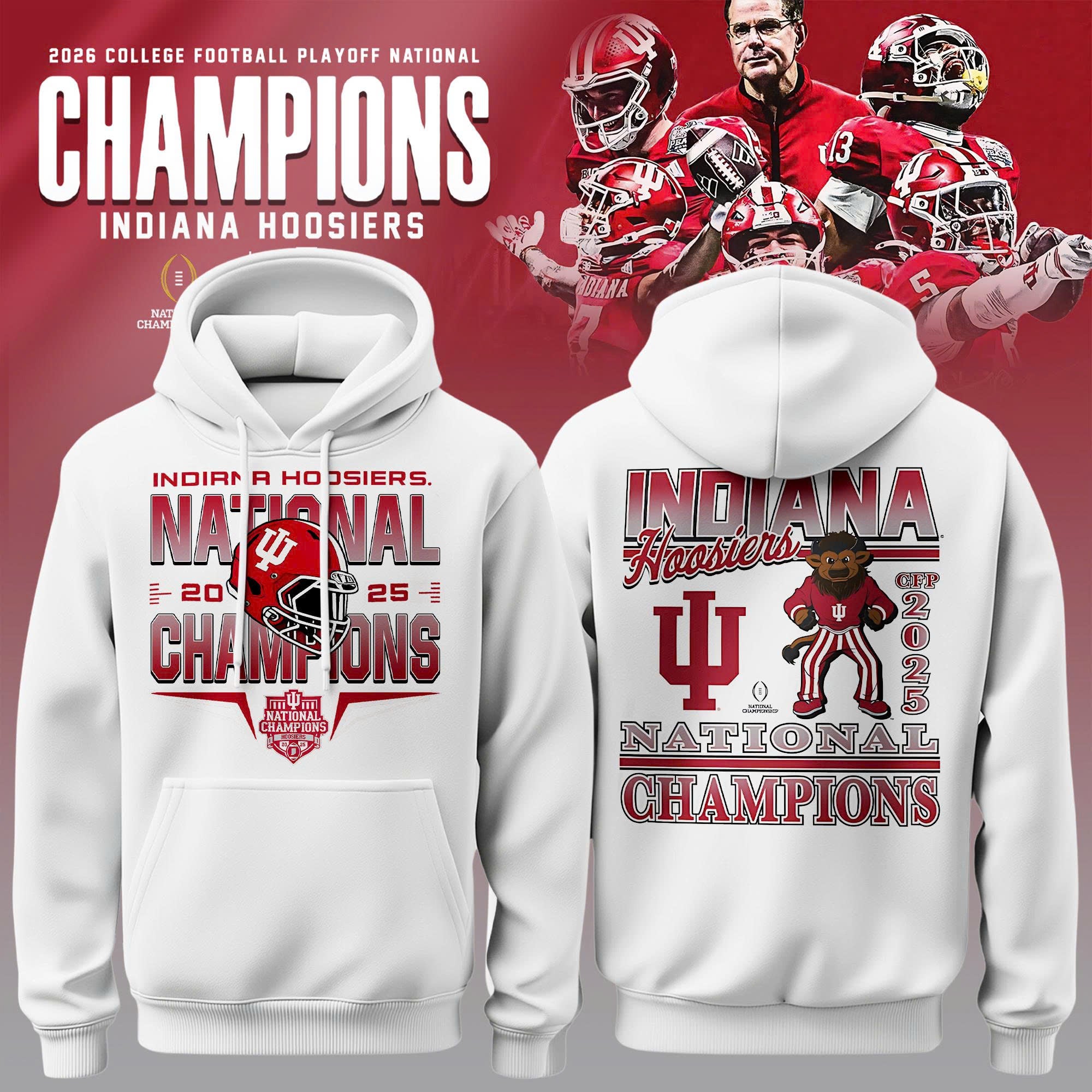 _ Indiana Hoosiers College Football Playoff 2025 National Champions Hoodie White