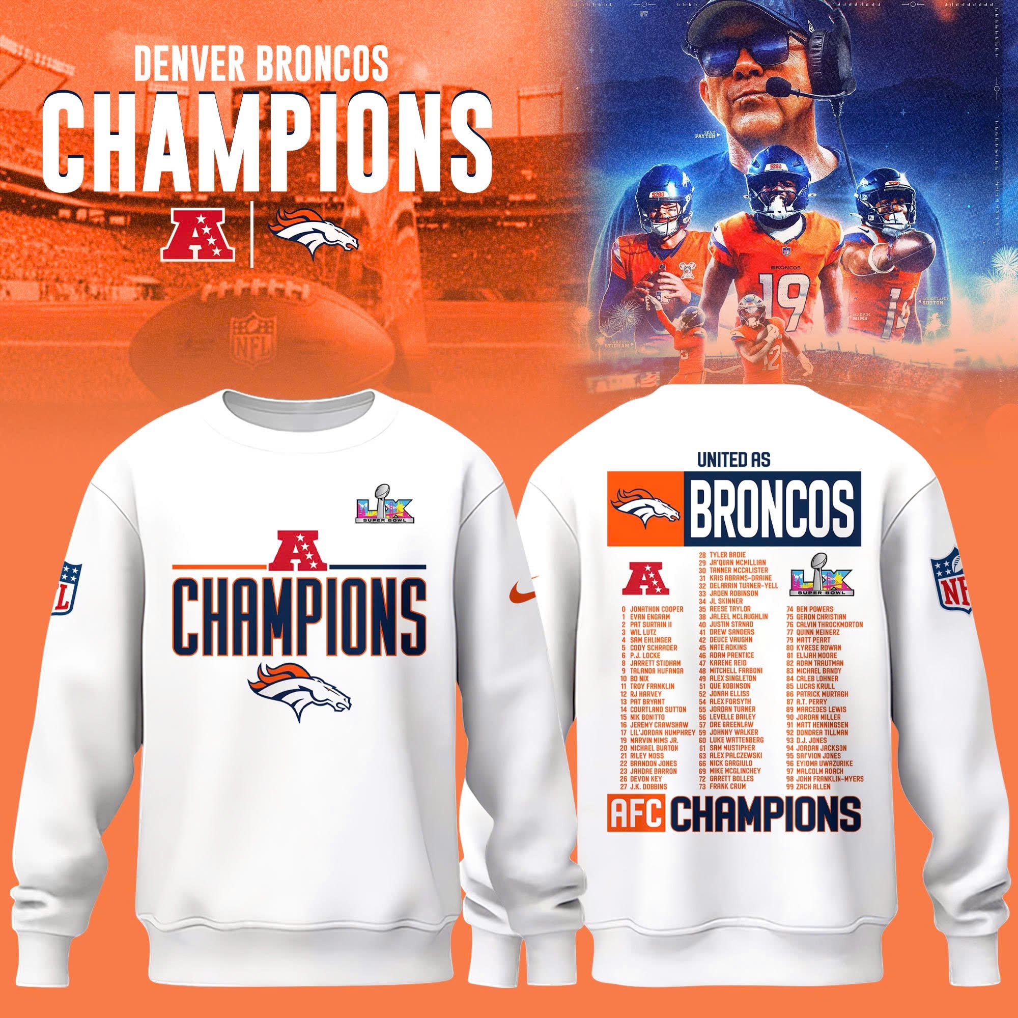 Denver Broncos 2025 AFC Champions Sweatshirt