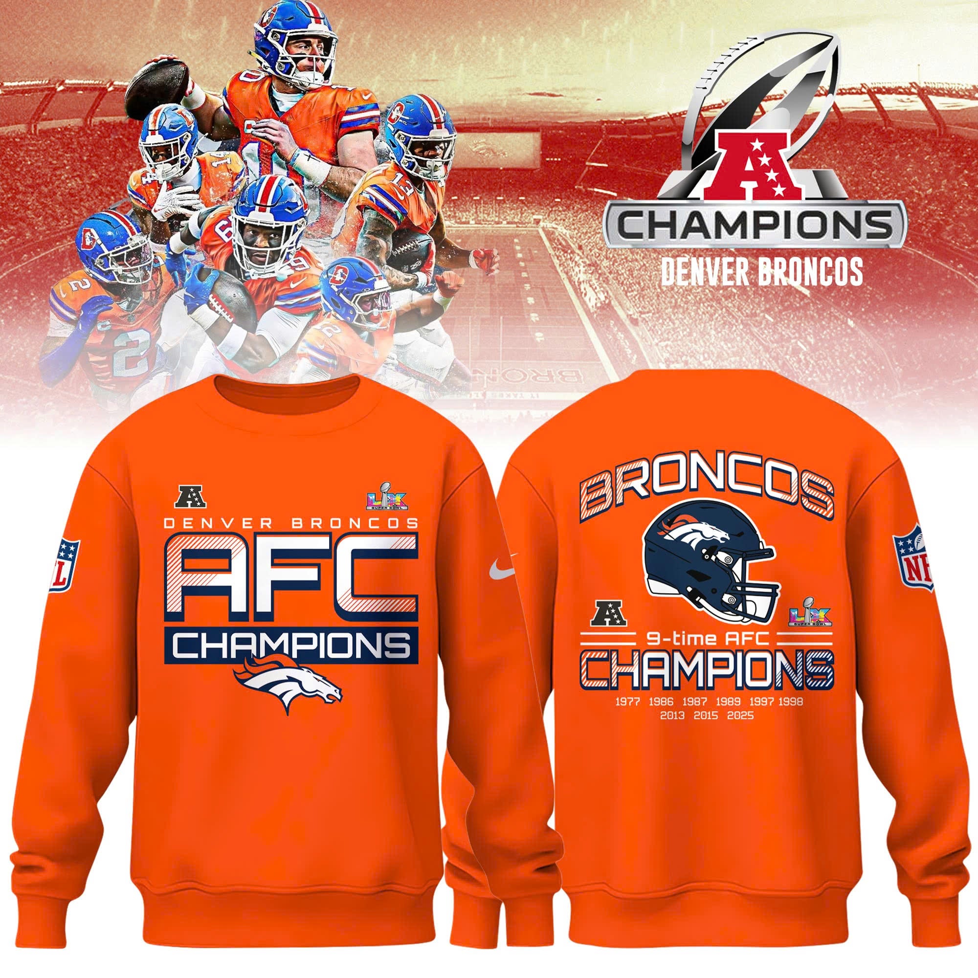 Denver Broncos 2025 AFC Champions Sweatshirt