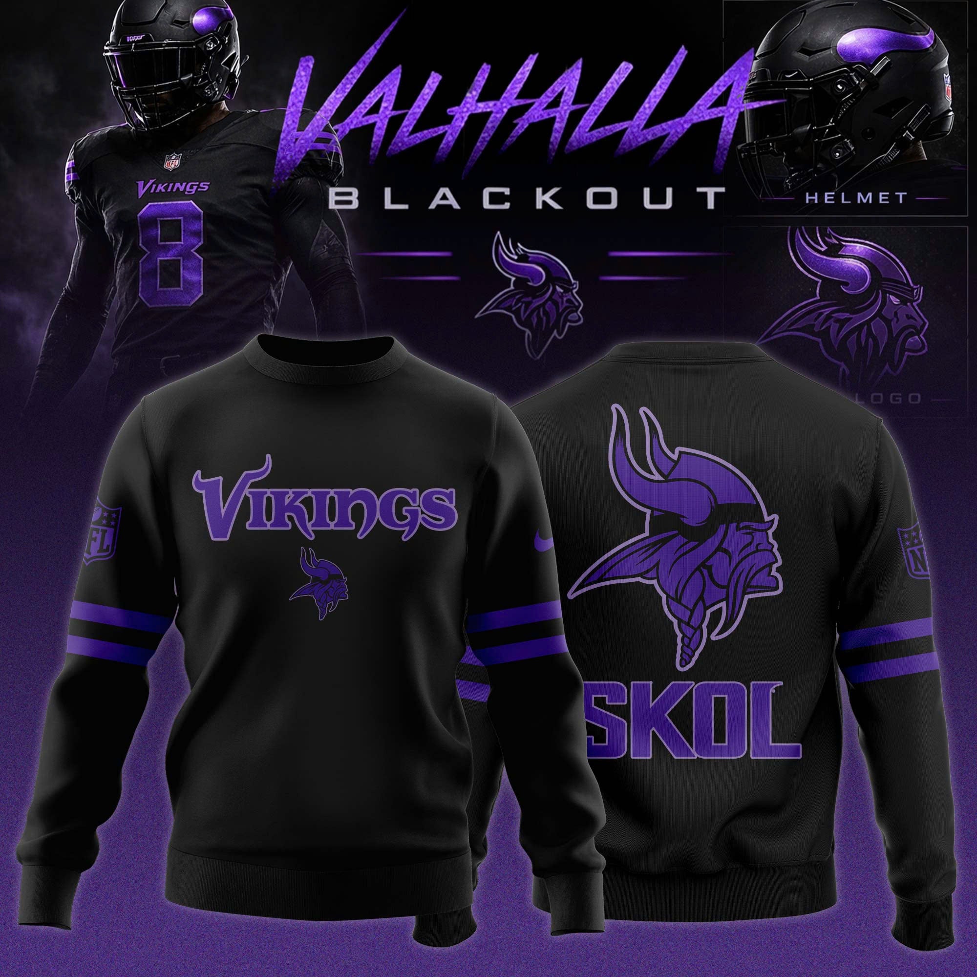 _ Minnesota Vikings ‘Black Out’ 2026 Limited Edition Sweatshirt