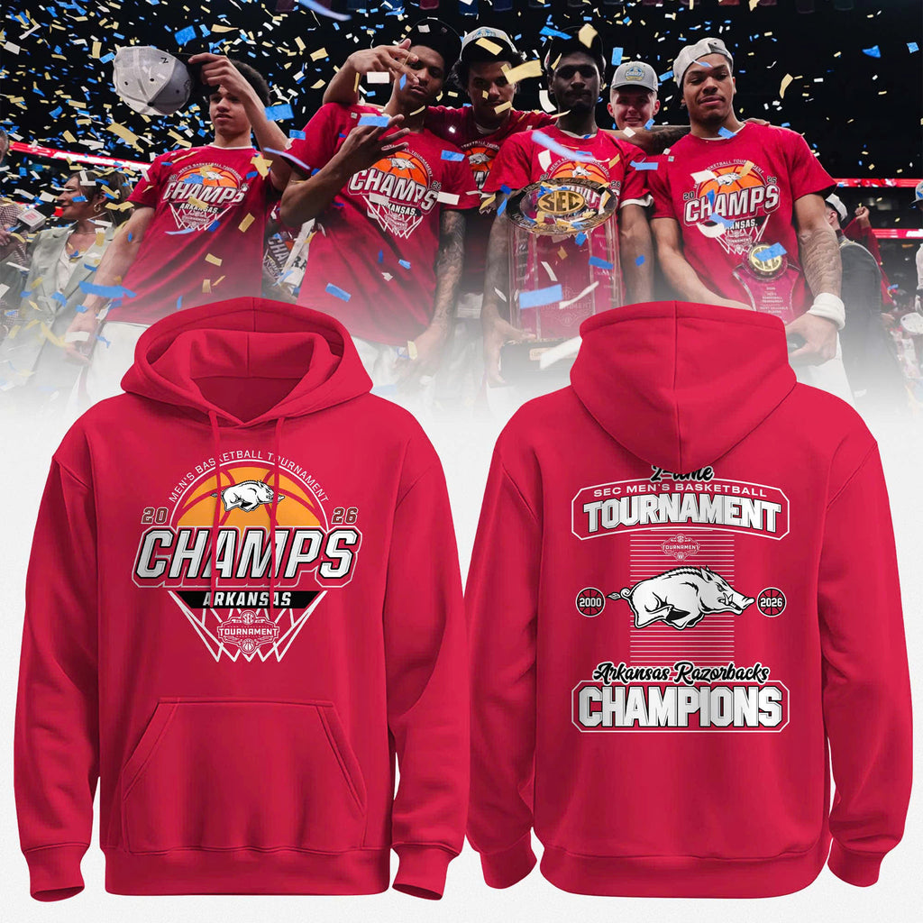 Arkansas 2026 SEC Men's Basketball Tournament Champions Locker Room Hoodie