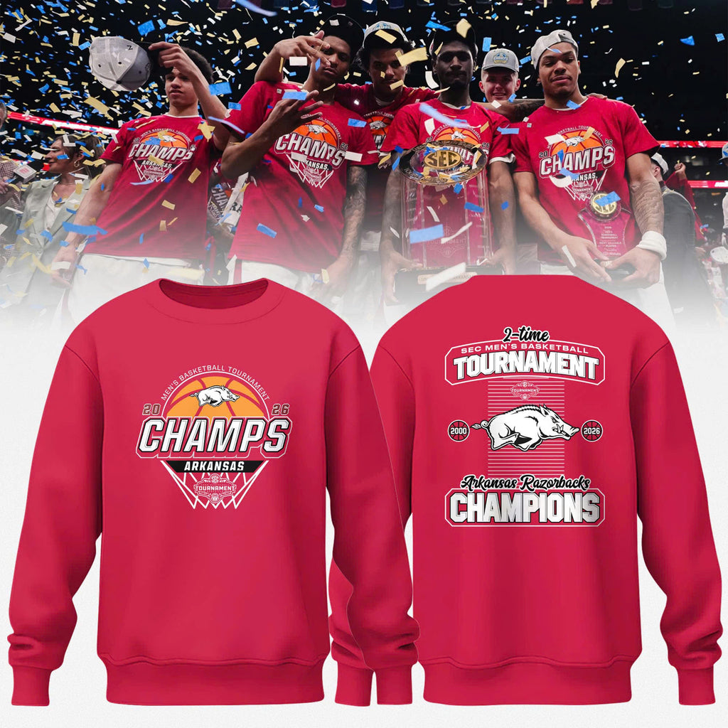 Arkansas 2026 SEC Men's Basketball Tournament Champions Locker Room Sweatshirt