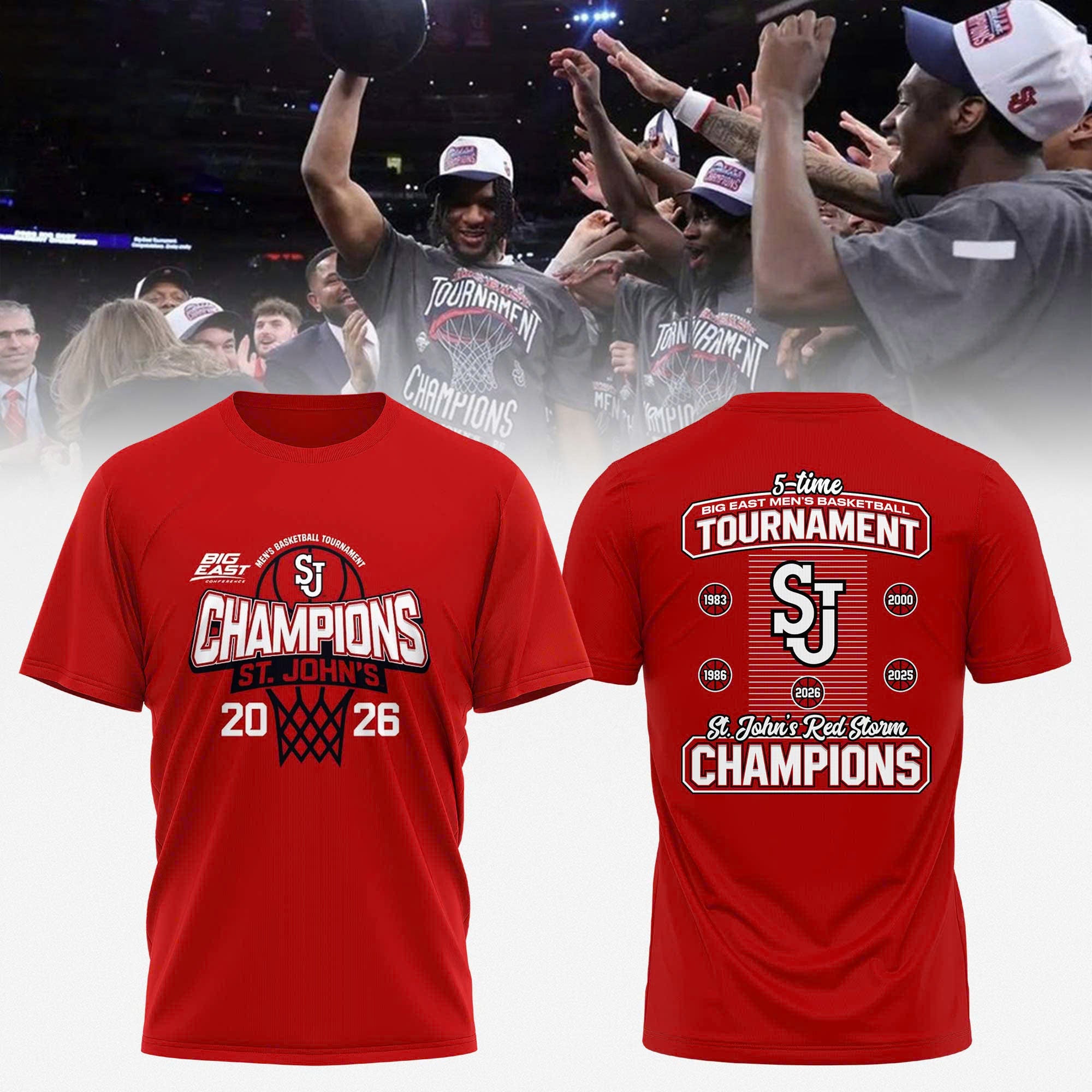 St. John's 2026 Big East Men's Basketball Tournament Champions T-shirt