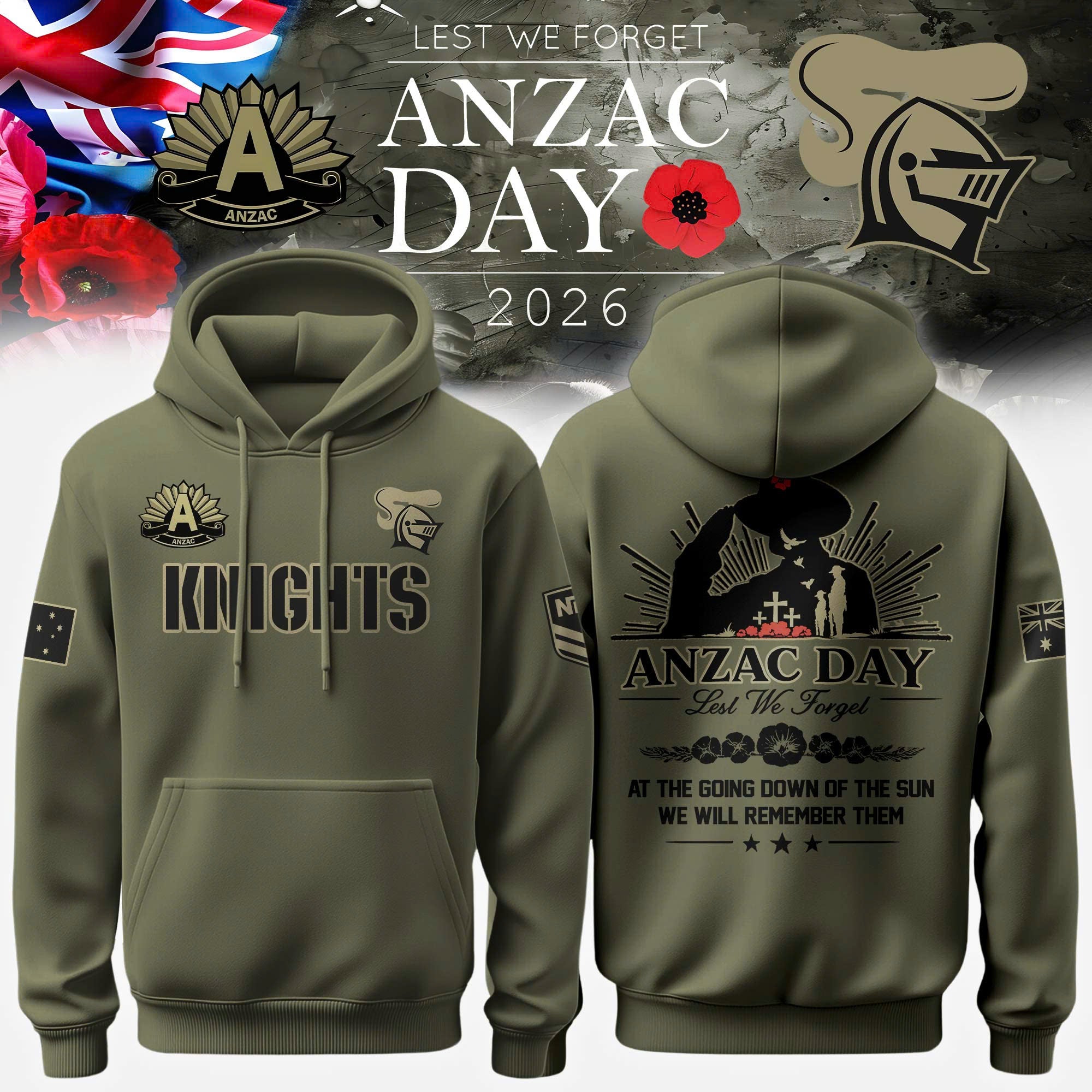 Newcastle Knights Anzac Day Hoodie