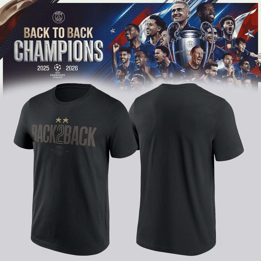 PSG Étoile Eiffel 2 Champions d'Europe Back to Back T-Shirt