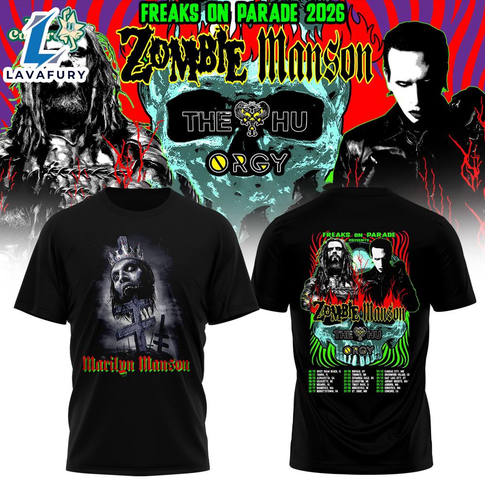 Zombie x Manson Freaks On Parade 2026 Tour T-Shirt For Man And